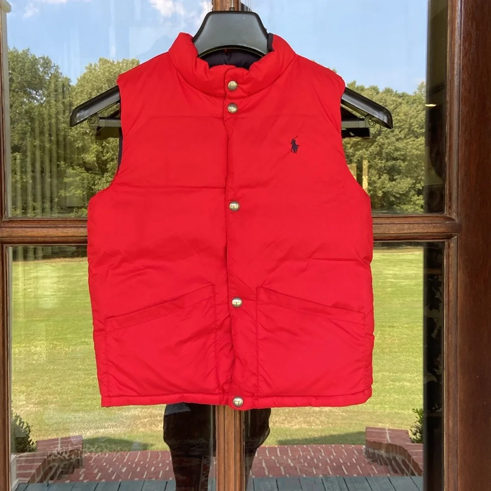 Polo Ralph Lauren‎ Reversible Down Puffer Vest. Red/Blue. Size 7